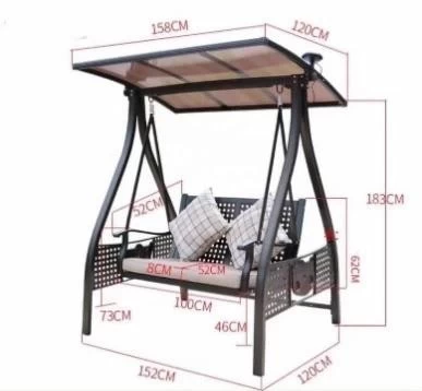 Xích đu nhôm đúc có năng lượng mặt trời cao cấp 2 chỗ ngồi